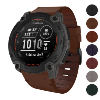 g.l11 Gallery Brown Genuine Italian Leather Watch Band Strap for Garmin Instinct E – 45mm