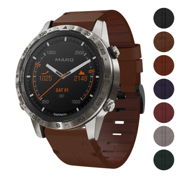 g.l11 Gallery Brown Genuine Italian Leather Watch Band Strap for Garmin MARQ