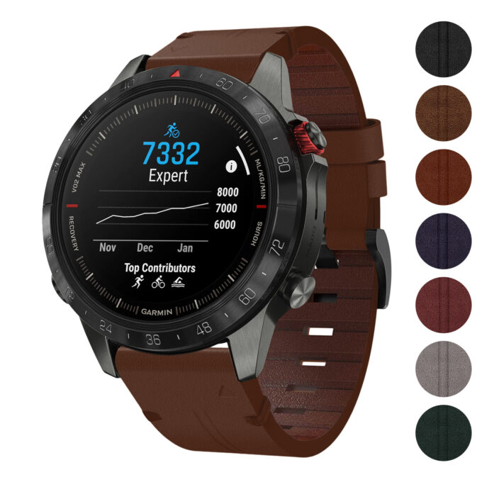 g.l11 Gallery Brown Genuine Italian Leather Watch Band Strap for Garmin MARQ Gen 2