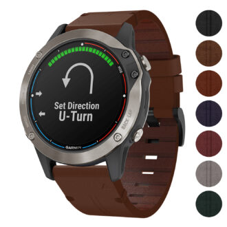 g.l11 Gallery Brown Genuine Italian Leather Watch Band Strap for Garmin Quatix 6