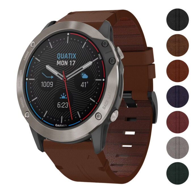 g.l11 Gallery Brown Genuine Italian Leather Watch Band Strap for Garmin Quatix 6X