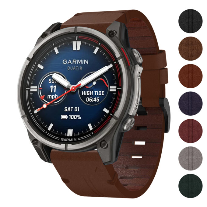g.l11 Gallery Brown Genuine Italian Leather Watch Band Strap for Garmin Quatix 7