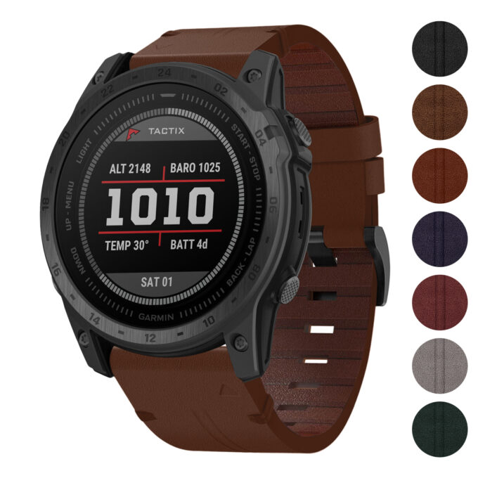 g.l11 Gallery Brown Genuine Italian Leather Watch Band Strap for Garmin Tactix 7