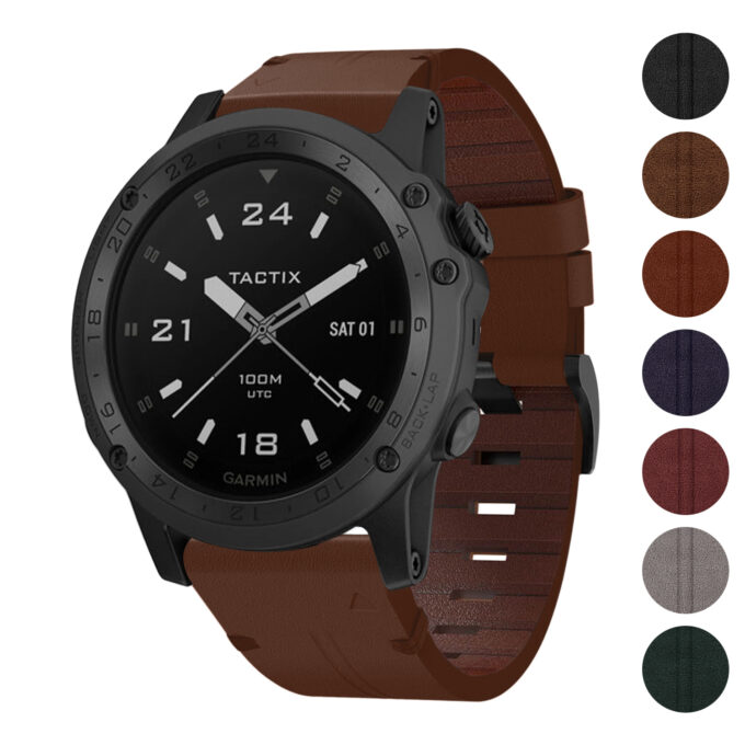g.l11 Gallery Brown Genuine Italian Leather Watch Band Strap for Garmin Tactix Charlie