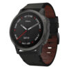 g.l11.1 Front Black Genuine Italian Leather Strap for Garmin Fenix 6