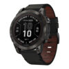 g.l11.1 Front Black Genuine Italian Leather Strap for Garmin Fenix 7