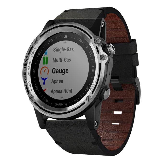 g.l11.1 Front Black Genuine Italian Leather Watch Band Strap for Garmin Descent Mk1