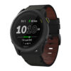 g.l11.1 Front Black Genuine Italian Leather Watch Band Strap for Garmin Forerunner 745