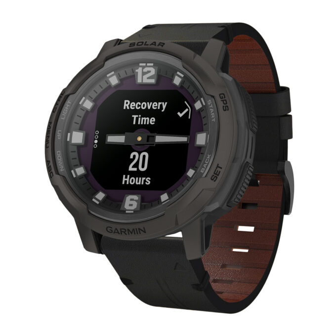 g.l11.1 Front Black Genuine Italian Leather Watch Band Strap for Garmin Instinct Crossover