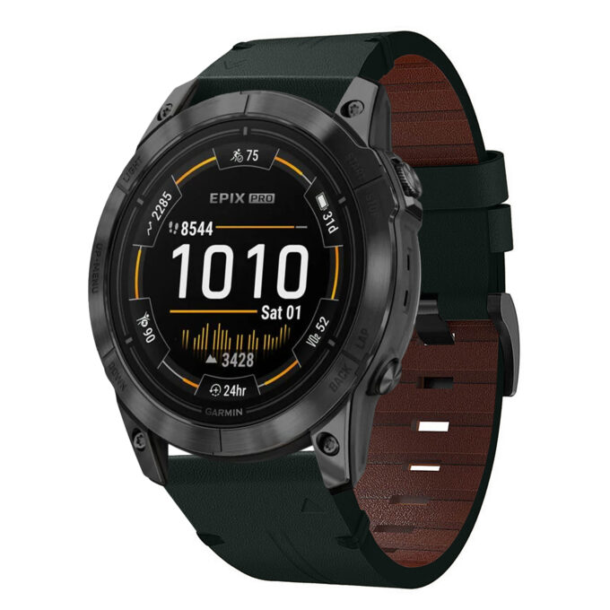 g.l11.11 Front Green Genuine Italian Leather Watch Band Strap for Garmin Epix Pro – 51mm