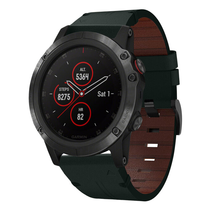 g.l11.11 Front Green Genuine Italian Leather Watch Band Strap for Garmin Fenix 5X