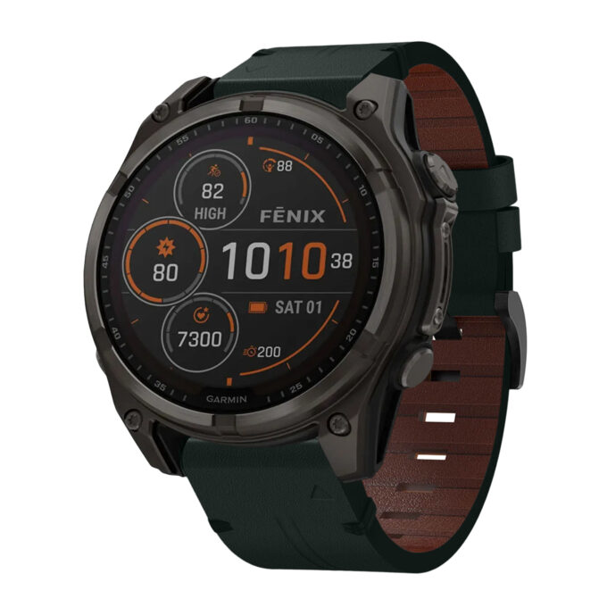 g.l11.11 Front Green Genuine Italian Leather Watch Band Strap for Garmin Fenix 8 47mm