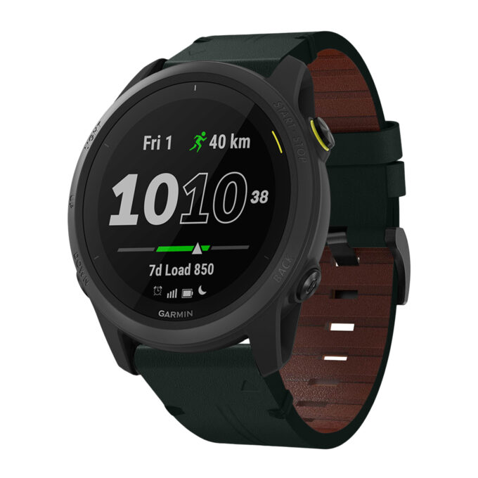 g.l11.11 Front Green Genuine Italian Leather Watch Band Strap for Garmin Forerunner 745