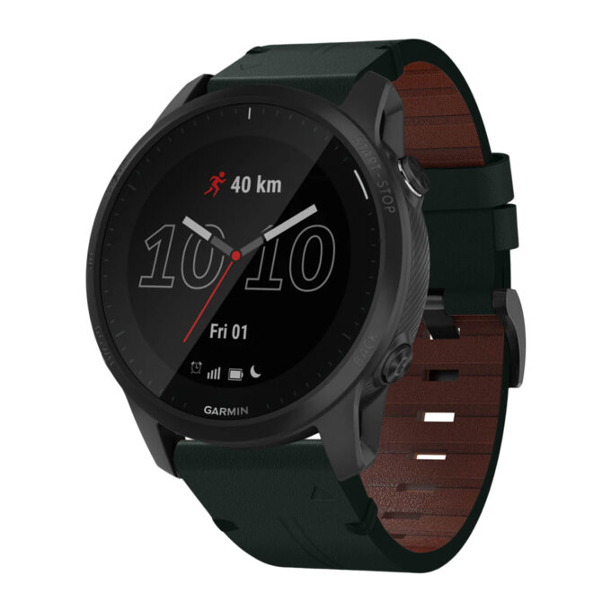 g.l11.11 Front Green Genuine Italian Leather Watch Band Strap for Garmin Forerunner 945