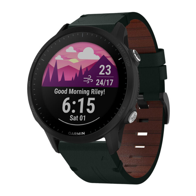 g.l11.11 Front Green Genuine Italian Leather Watch Band Strap for Garmin Forerunner 955