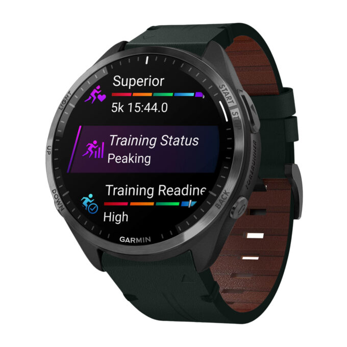 g.l11.11 Front Green Genuine Italian Leather Watch Band Strap for Garmin Forerunner 965