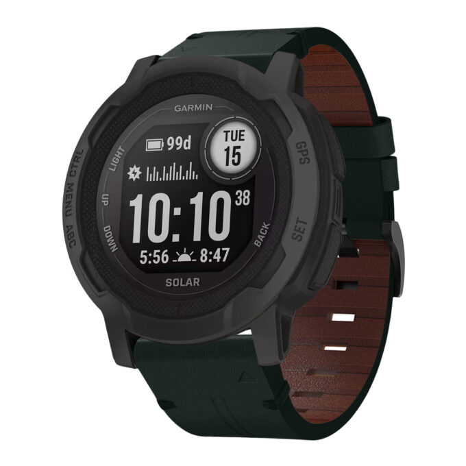 g.l11.11 Front Green Genuine Italian Leather Watch Band Strap for Garmin Instinct 2X