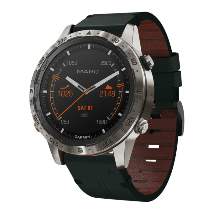 g.l11.11 Front Green Genuine Italian Leather Watch Band Strap for Garmin MARQ