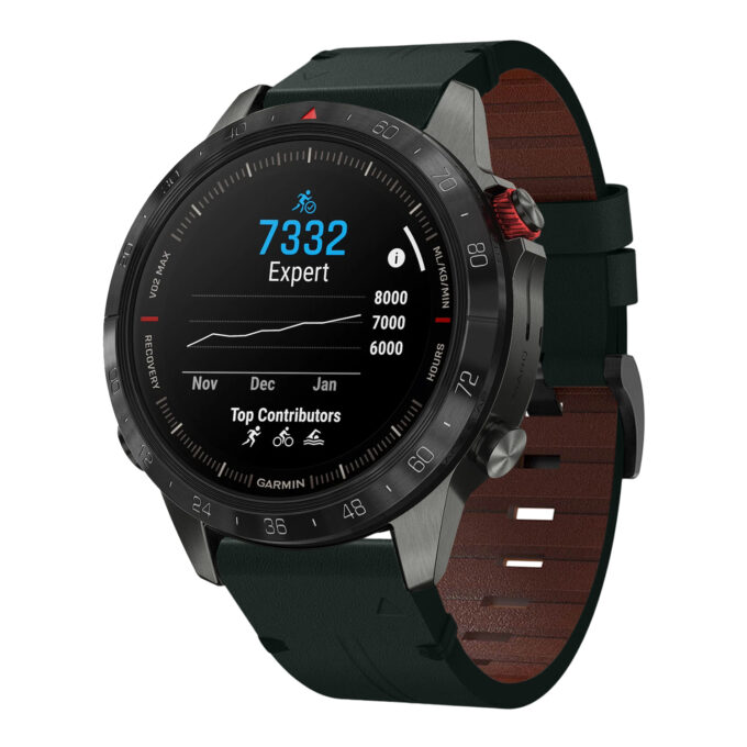 g.l11.11 Front Green Genuine Italian Leather Watch Band Strap for Garmin MARQ Gen 2