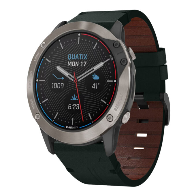 g.l11.11 Front Green Genuine Italian Leather Watch Band Strap for Garmin Quatix 6X