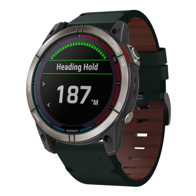 g.l11.11 Front Green Genuine Italian Leather Watch Band Strap for Garmin Quatix 7X