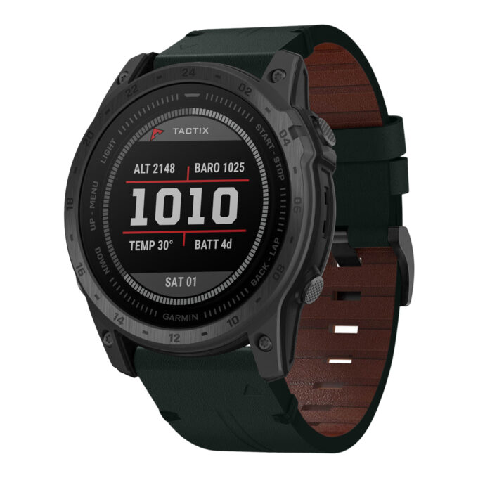 g.l11.11 Front Green Genuine Italian Leather Watch Band Strap for Garmin Tactix 7