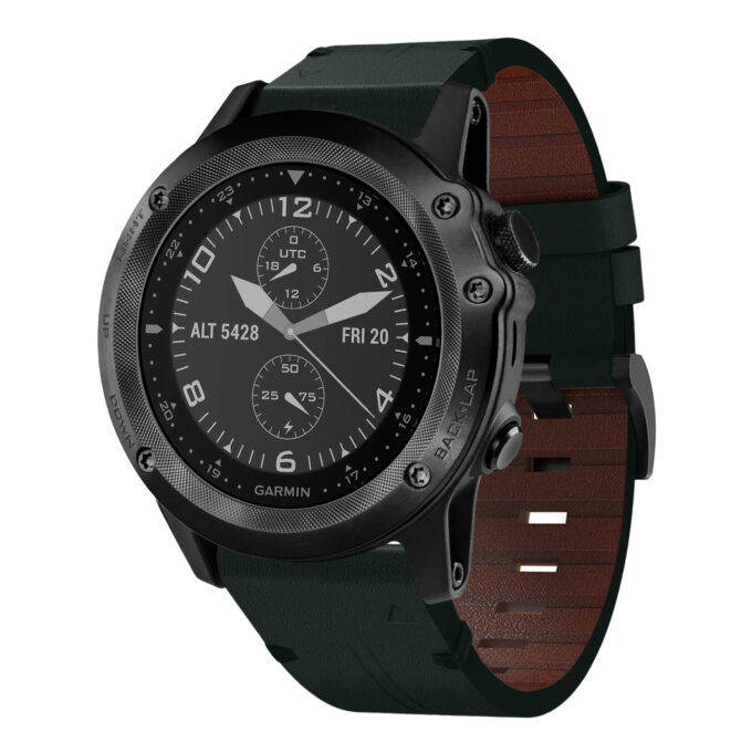 g.l11.11 Front Green Genuine Italian Leather Watch Band Strap for Garmin Tactix Bravo