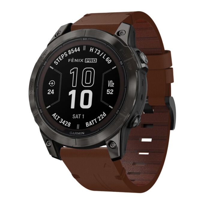 g.l11.2 Front Brown Genuine Italian Leather Strap for Garmin Fenix 7