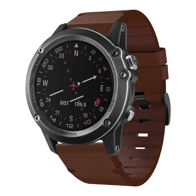 g.l11.2 Front Brown Genuine Italian Leather Watch Band Strap for Garmin D2 Bravo