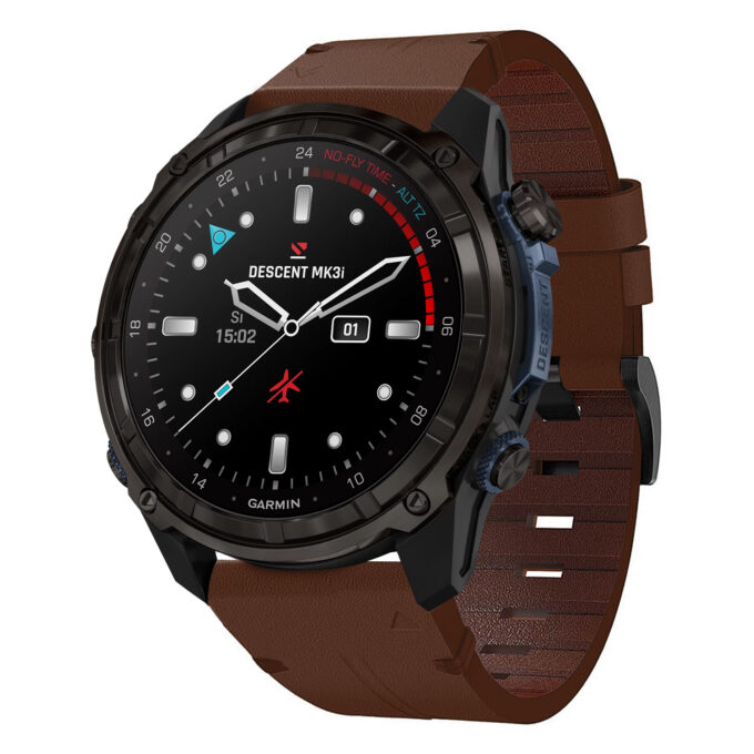 g.l11.2 Front Brown Genuine Italian Leather Watch Band Strap for Garmin Descent Mk3i – 51mm