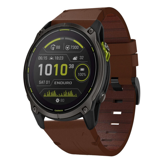 g.l11.2 Front Brown Genuine Italian Leather Watch Band Strap for Garmin Enduro