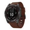 g.l11.2 Front Brown Genuine Italian Leather Watch Band Strap for Garmin Fenix 7X and 7X Pro