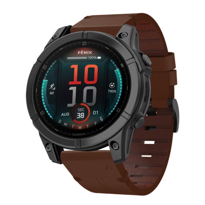 g.l11.2 Front Brown Genuine Italian Leather Watch Band Strap for Garmin Fenix E