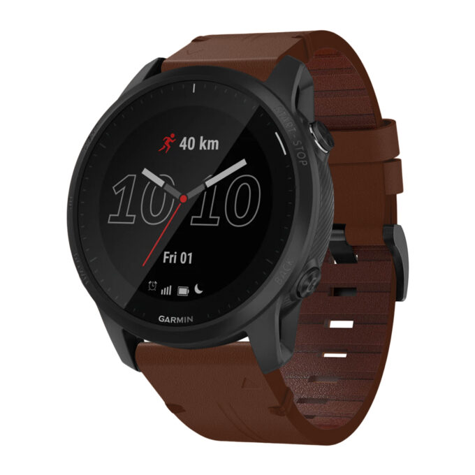 g.l11.2 Front Brown Genuine Italian Leather Watch Band Strap for Garmin Forerunner 945