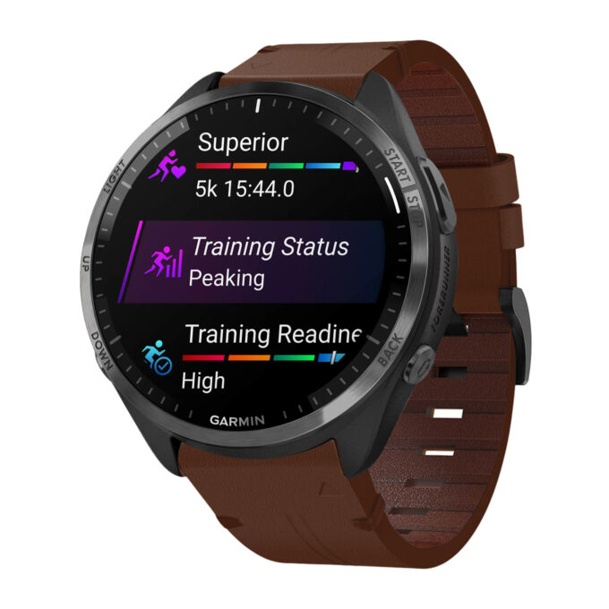 g.l11.2 Front Brown Genuine Italian Leather Watch Band Strap for Garmin Forerunner 965