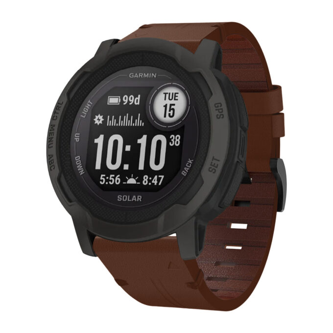 g.l11.2 Front Brown Genuine Italian Leather Watch Band Strap for Garmin Instinct 2