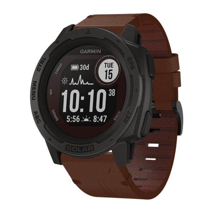 g.l11.2 Front Brown Genuine Italian Leather Watch Band Strap for Garmin Instinct