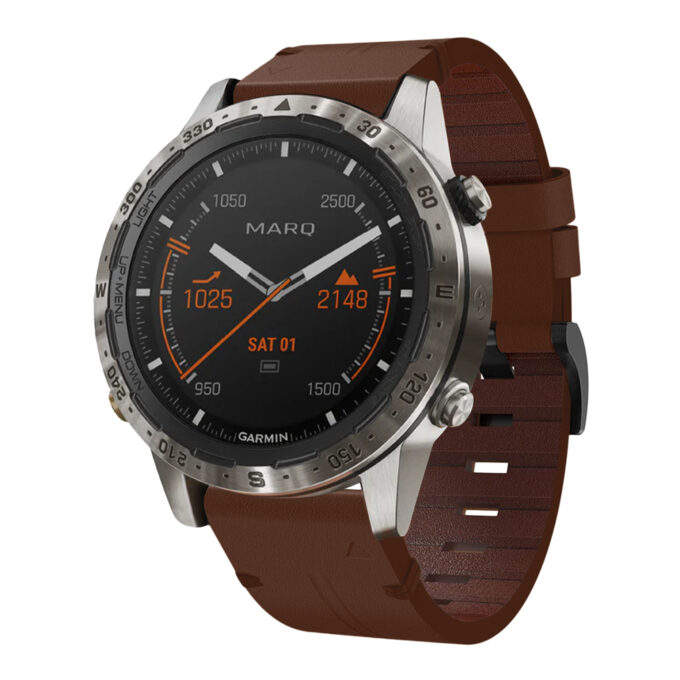 g.l11.2 Front Brown Genuine Italian Leather Watch Band Strap for Garmin MARQ