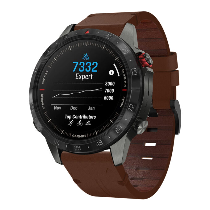 g.l11.2 Front Brown Genuine Italian Leather Watch Band Strap for Garmin MARQ Gen 2