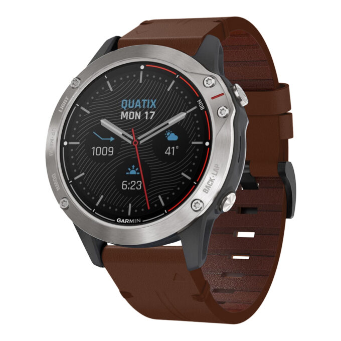 g.l11.2 Front Brown Genuine Italian Leather Watch Band Strap for Garmin Quatix 3