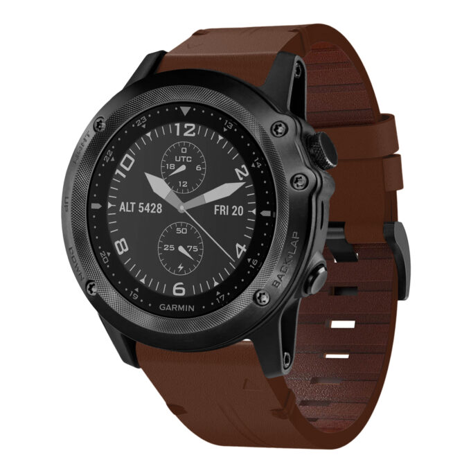 g.l11.2 Front Brown Genuine Italian Leather Watch Band Strap for Garmin Tactix Bravo