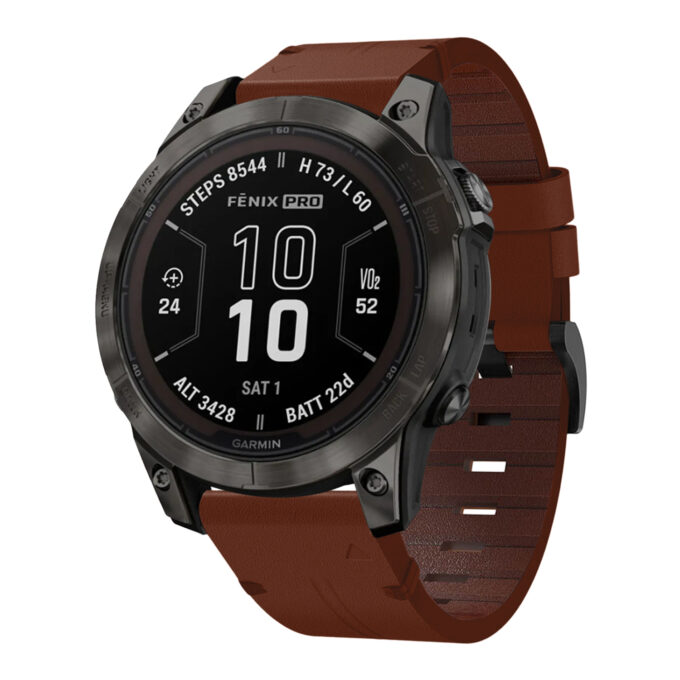 g.l11.3 Front Tan Genuine Italian Leather Strap for Garmin Fenix 7