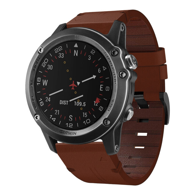 g.l11.3 Front Tan Genuine Italian Leather Watch Band Strap for Garmin D2 Bravo