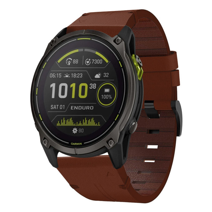 g.l11.3 Front Tan Genuine Italian Leather Watch Band Strap for Garmin Enduro