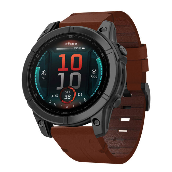 g.l11.3 Front Tan Genuine Italian Leather Watch Band Strap for Garmin Fenix E