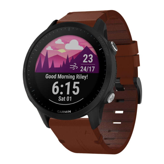 g.l11.3 Front Tan Genuine Italian Leather Watch Band Strap for Garmin Forerunner 955