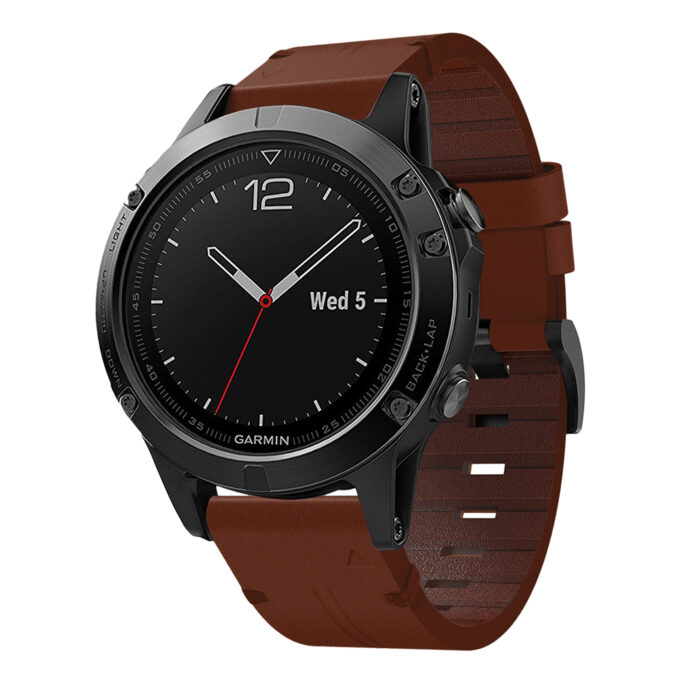 g.l11.3 Front Tan Genuine Italian Leather Watch Band Strap for Garmin Quatix 5