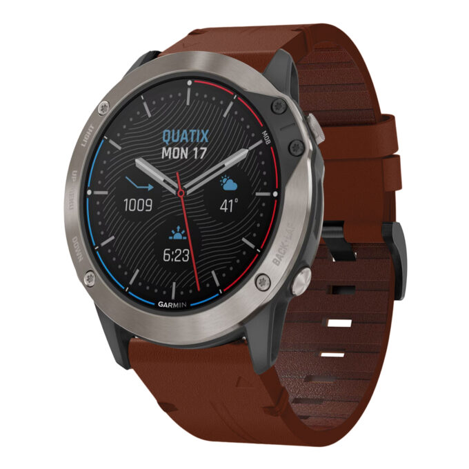 g.l11.3 Front Tan Genuine Italian Leather Watch Band Strap for Garmin Quatix 6X