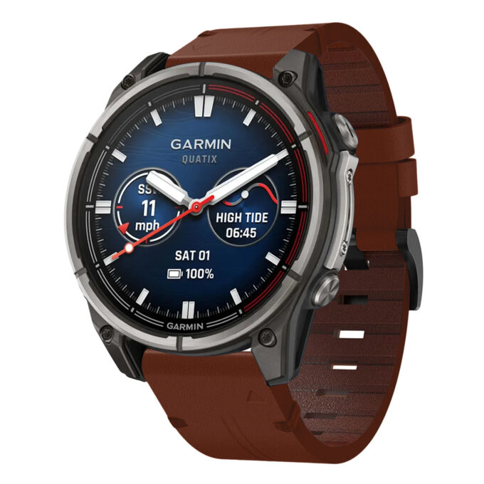 g.l11.3 Front Tan Genuine Italian Leather Watch Band Strap for Garmin Quatix 7