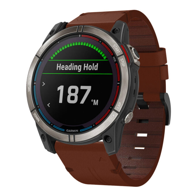 g.l11.3 Front Tan Genuine Italian Leather Watch Band Strap for Garmin Quatix 7X